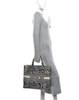 Canvas Embroidered Large D1ORiviera Toile De Jouy Reverse Book Tote Blue