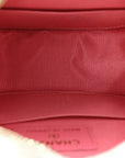 Shiny Goatskin Quilted CHNL 19 Round Clutch With Chain White