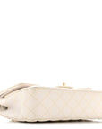 Caviar Quilted Medium Double Flap White
