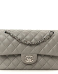 Lambskin Quilted Small Double Flap Grey