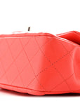 Lambskin Quilted Mini Rectangular Flap Red