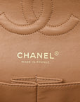 Caviar Quilted Medium Double Flap Beige