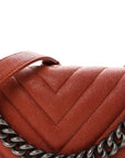 Metallic Caviar Chevron Quilted Medium Boy Flap Orange