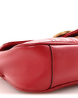 Calfskin Matelasse Mini GG Marmont Shoulder Bag Hibiscus Red