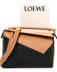 Calfskin Small Puzzle Edge Bag Warm Desert Black