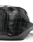 Calfskin Crocodile Embossed Greca Goddess Tote Bag Black