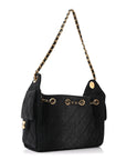 Washed Denim Quilted Mini CHNL 25 Handbag Black