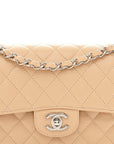 Caviar Quilted Small Double Flap Beige