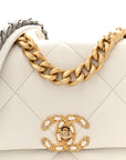 Goatskin Quilted Medium CHNL 19 Flap White