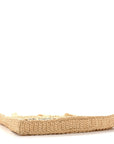 Yarn Raffia Effect Crochet Logo Embroidered Tote Bag Naturale