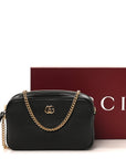 Dollar Calfskin Super Mini GG Marmont Chain Shoulder Bag Black