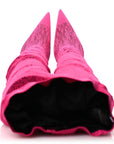 Lace Jersey Pantaleggings Pointed Toe Knife Thigh High Boots 39 Black Pink