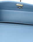 Lambskin Quilted Mini Rectangular Flap Light Blue