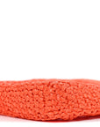 Yarn Raffia Effect Crochet Logo Embroidered Tote Bag Arancio