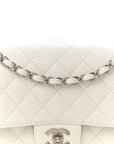 Caviar Quilted Medium Double Flap White
