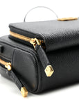 Grained Calfskin Caro Double Pouch Black