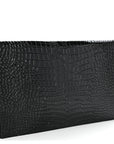 Calfskin Crocodile Embossed Uptown Monogram Pouch Black