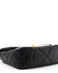 Shiny Goatskin Quilted Medium CHNL 19 Flap Black