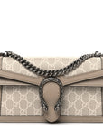GG Supreme Monogram Textured Dollar Calfskin Small Rectangular Dionysus Shoulder Bag Beige Mystic White Oatmeal