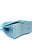 Strass Suede Hourglass Top Handle Bag XS Light Blue