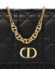 Supple Calfskin Cannage Caro Belt Pouch with Chain Black