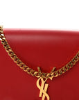 Smooth Calfskin Medium Classic Monogram Kate Tassel Satchel Lipstick Red