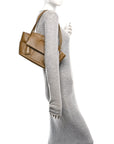 Grained Calfskin Maxi Intrecciato Small Arco Moutarde