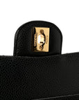 Caviar Quilted Medium Double Flap Black