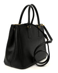 Saffiano Lux Large Galleria Double Zip Tote Black