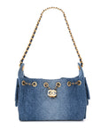 Washed Denim Quilted Mini CHNL 25 Handbag Blue