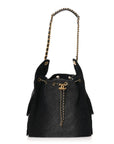 Washed Denim Quilted Medium CHNL 25 Handbag Black