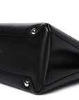Derby Calfskin House Check Medium Banner Tote Black Sea Green