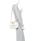 Goatskin Quilted Medium CHNL 19 Flap White