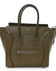 Drummed Calfskin Micro Luggage Dark Olive