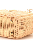Wicker Canvas Mini Tote Tan White