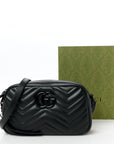 Calfskin Matelasse Monochrome Small GG Marmont Chain Shoulder Bag Black