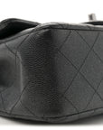 Iridescent Caviar Quilted Mini Rectangular Flap Black