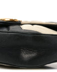 Calfskin Matelasse Super Mini GG Marmont Shoulder Bag Black White