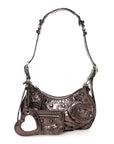 Metallic Agneau Arena Le Cagole Shoulder Bag XS Dark Bronze