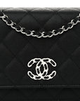 Caviar Quilted CHNL 19 Wallet On Chain WOC Black White