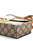 GG Supreme Monogram New Sakai Calfskin Mini Padlock Top Handle Shoulder Bag Beige Ebony Mystic White Sun Oil