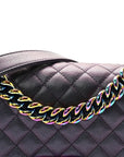 Iridescent Goatskin Quilted Small Boy Flap Purple