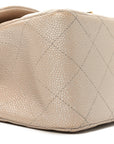 Iridescent Caviar Quilted Jumbo Double Flap Beige