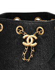 Washed Denim Quilted Mini CHNL 25 Handbag Black