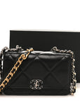 Lambskin Quilted CHNL 19 Wallet On Chain WOC Black