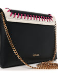 Calfskin Medusa Whipstitch Envelope Clutch Black White