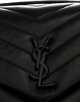 Calfskin Y Quilted Monogram Monochrome Medium Loulou Chain Satchel Black