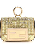 Crystal Vitello Laminato FF Nano Maxi Buckle Baguette Charm Light Gold