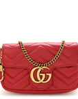 Calfskin Matelasse Super Mini GG Marmont Shoulder Bag Hibiscus Red