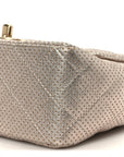 Metallic Lambskin Perforated Mini Square Flap Light Pink
